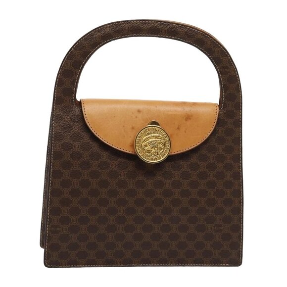 CELINE Macadam Canvas Hand Bag PVC Leather Brown Auth 82864 - Picture 1 of 16